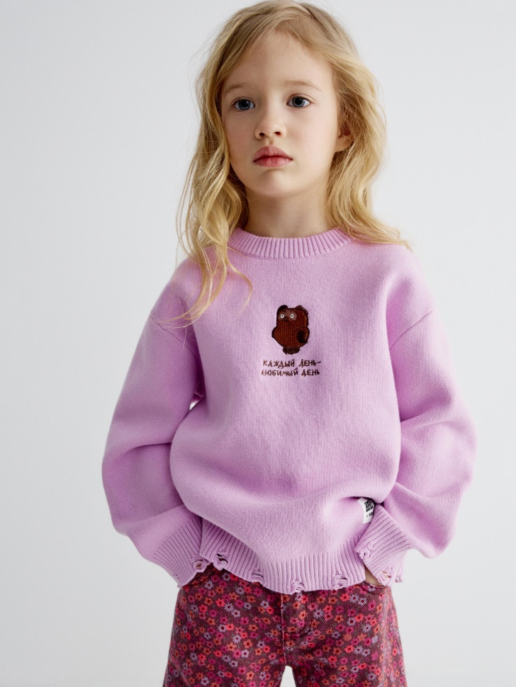 Вязаный джемпер SELA x Союзмультфильм для девочек, арт. 33757