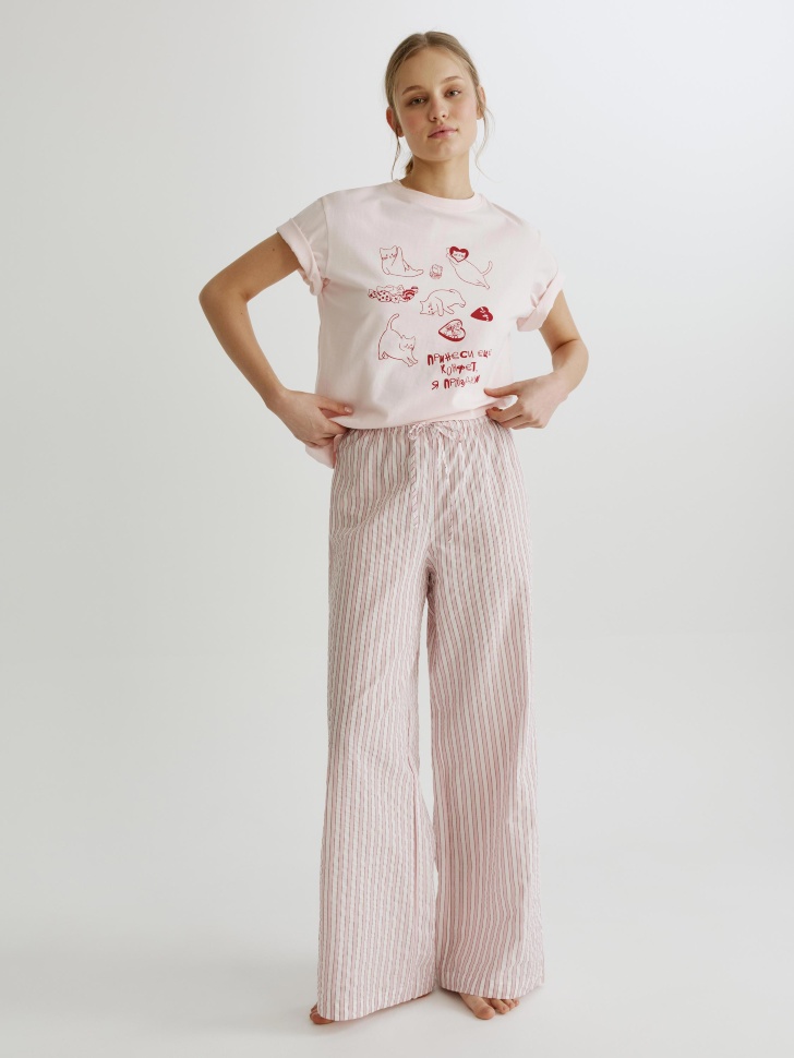 домашние брюки из хлопка в полоску 4610517418494 фотография