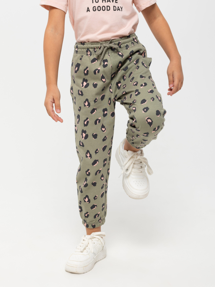 Трикотажные брюки с принтом для девочек (зеленый, 110/ 5-6 YEARS) sela 4603375109505 - фото 2