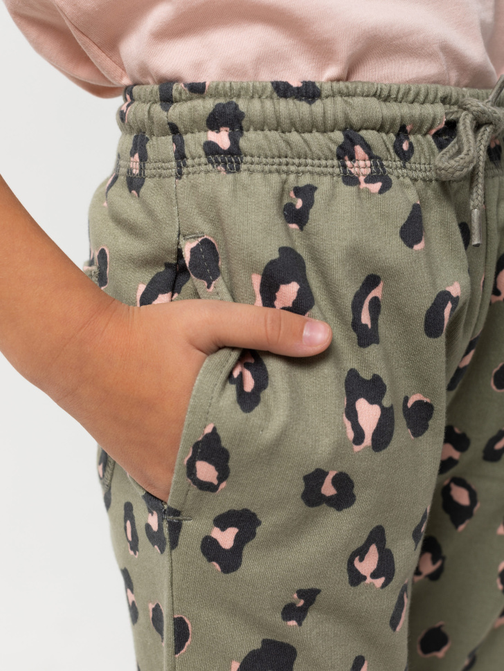 Трикотажные брюки с принтом для девочек (зеленый, 110/ 5-6 YEARS) sela 4603375109505 - фото 3
