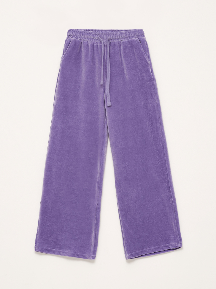 Велюровые брюки для девочек (сиреневый, 146)
