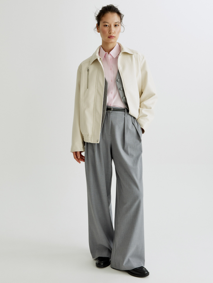 рубашка оверсайз из хлопка с вискозой от бренда sela вид слева