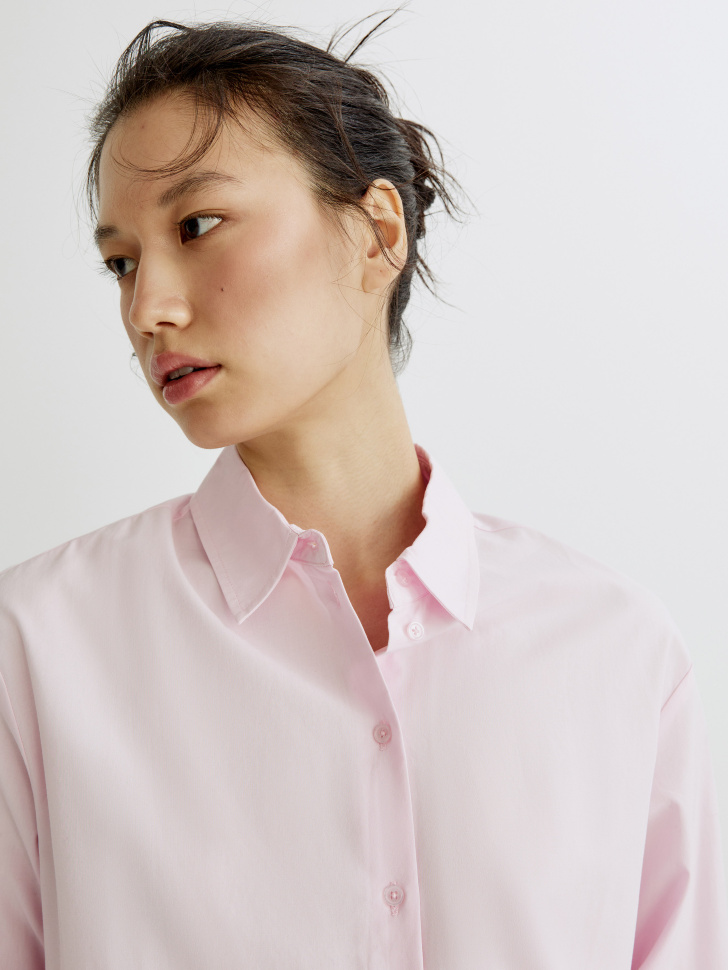 рубашка оверсайз из хлопка с вискозой по цене 2799 руб вид справа