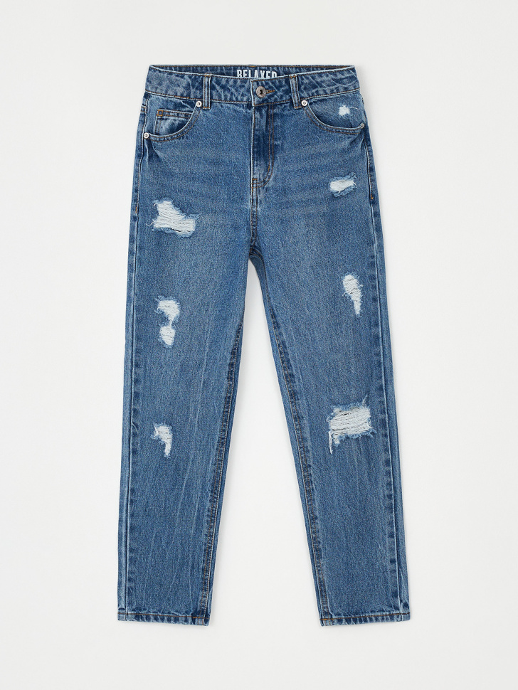 Рваные джинсы для мальчиков (синий, 164)