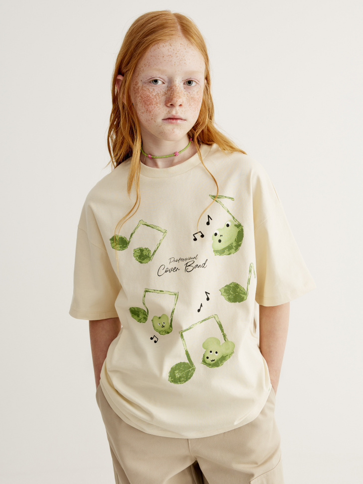 Футболка оверсайз с принтом для девочек 1199₽