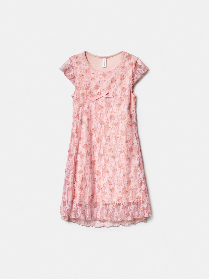 Платье SELA кружевное с цветочным принтом, розовый, арт. 43713