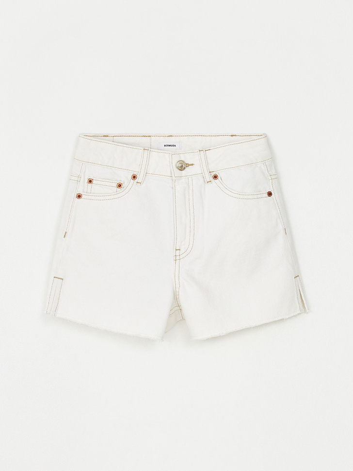Рваные джинсовые шорты для девочек (белый, 152)