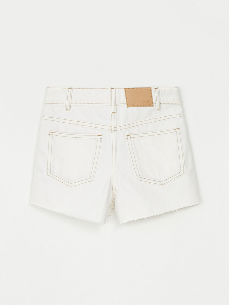 Рваные джинсовые шорты для девочек (белый, 164) sela 4680168559204 - фото 5