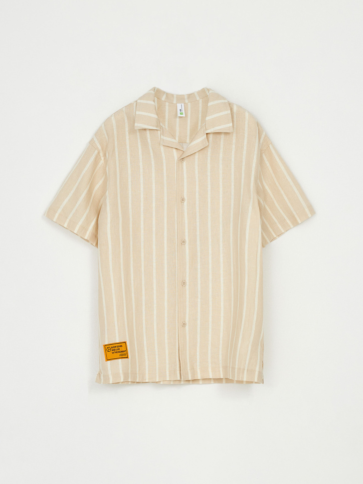 Рубашка из смесового льна для мальчиков (бежевый, 152)