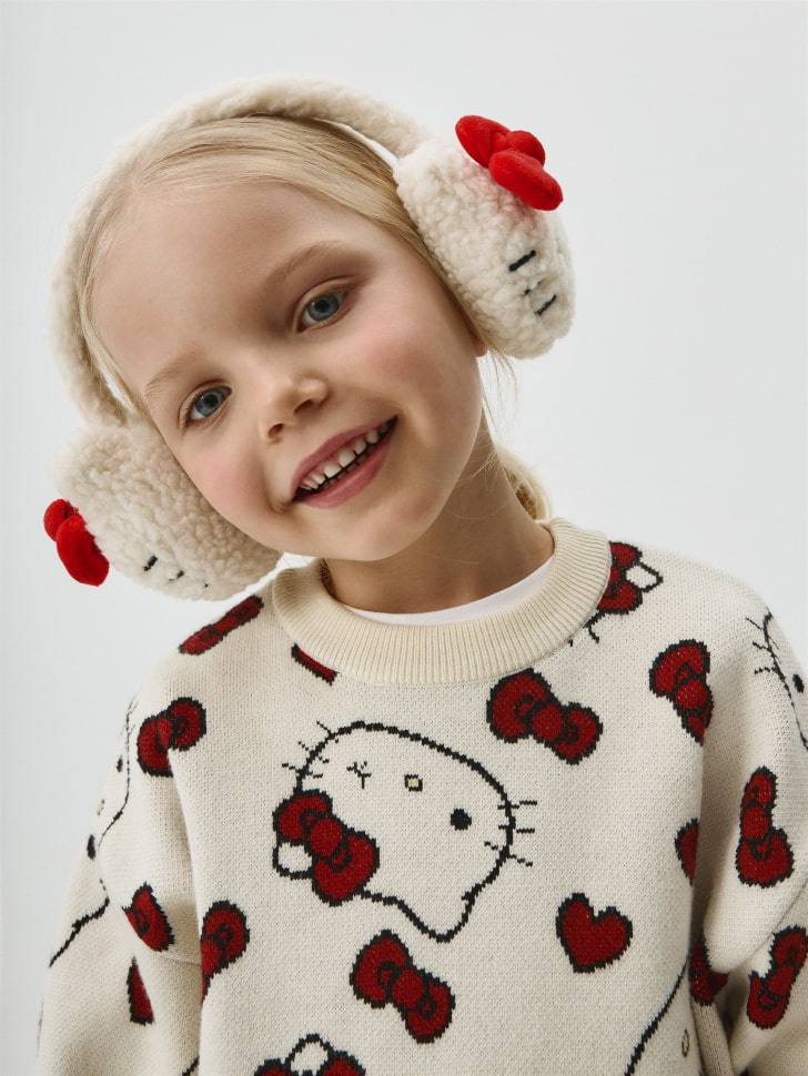 Утепленные меховые наушники Hello Kitty для девочек