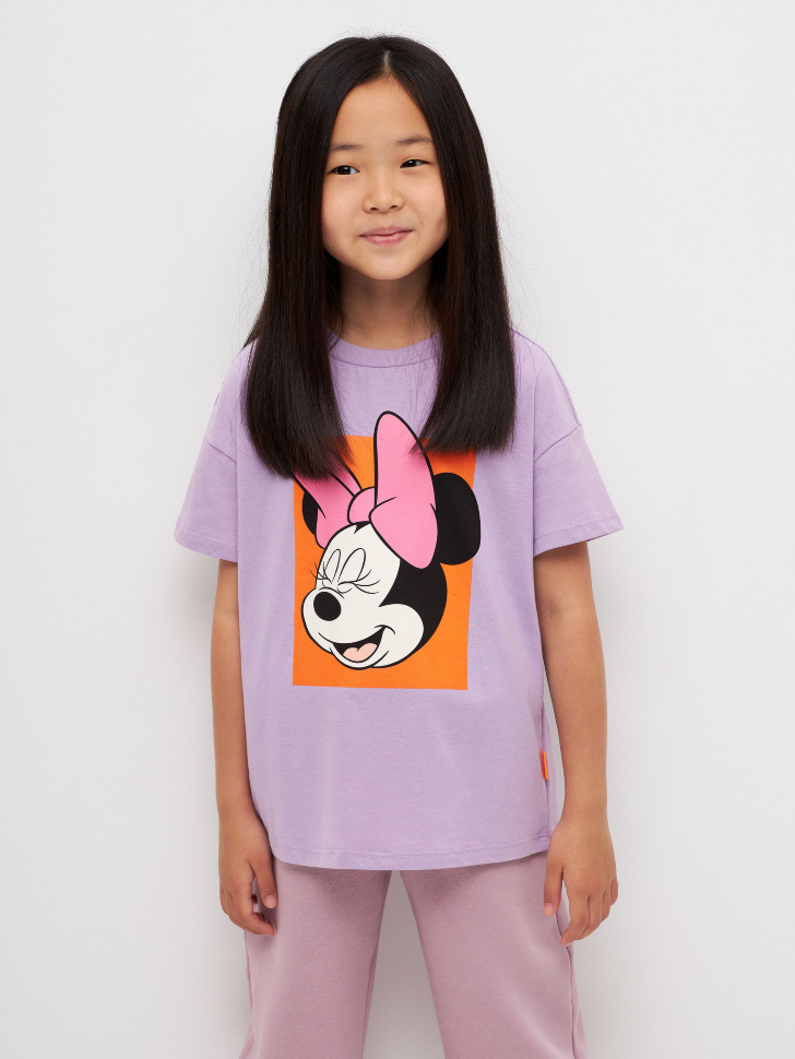 Футболка с принтом Disney Minnie Mouse для девочек (розовый, 122)
