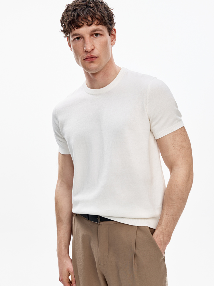 Базовая вязаная футболка Sela, бежевый, арт. 52823