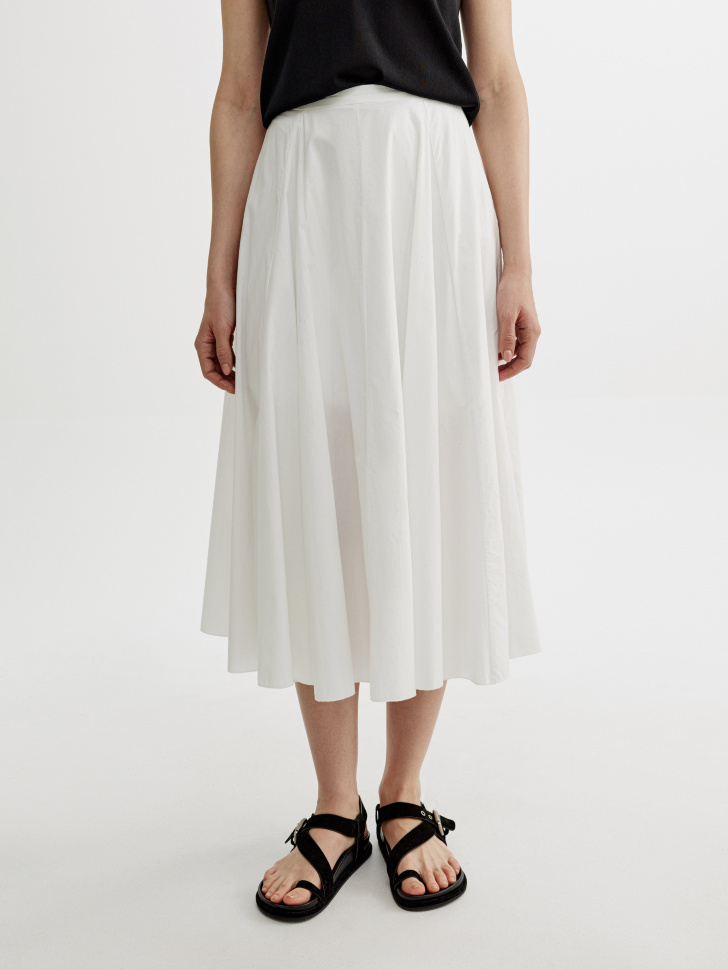 юбка миди с клиньями из хлопка и вискозы от бренда sela вид слева