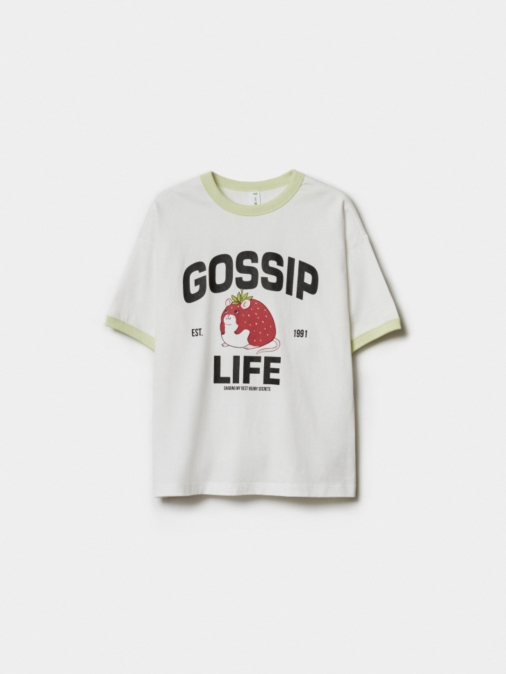 футболка оверсайз с принтом для девочек по цене 999 руб вид справа