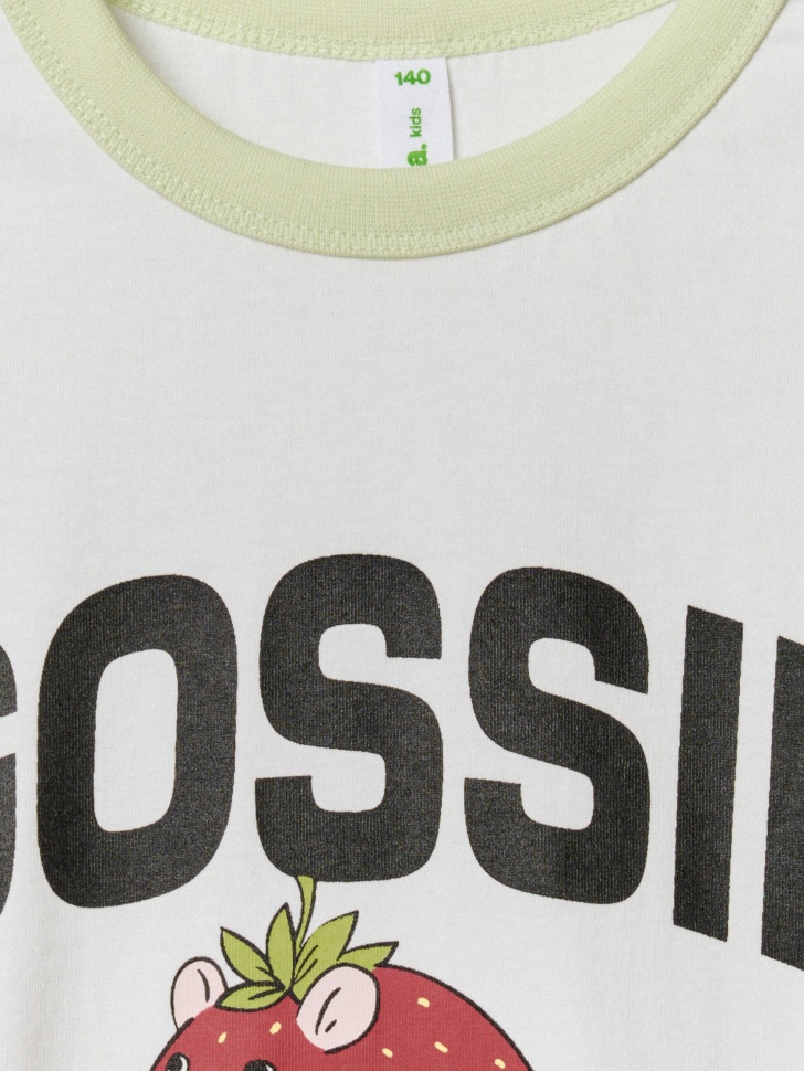 футболка оверсайз с принтом для девочек из хлопка спереди