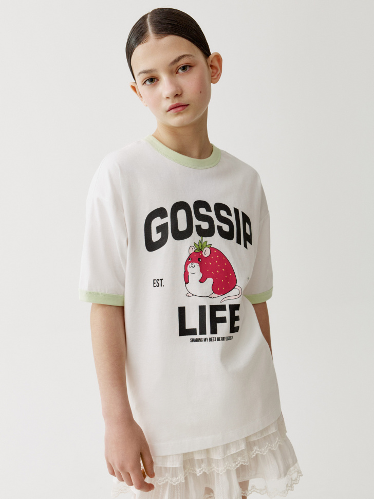 Футболка оверсайз Sela с принтом, белый, арт. 53705