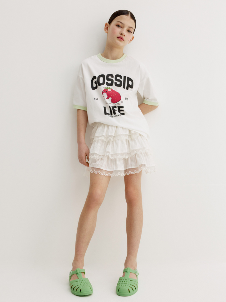 футболка оверсайз с принтом для девочек от бренда sela вид слева