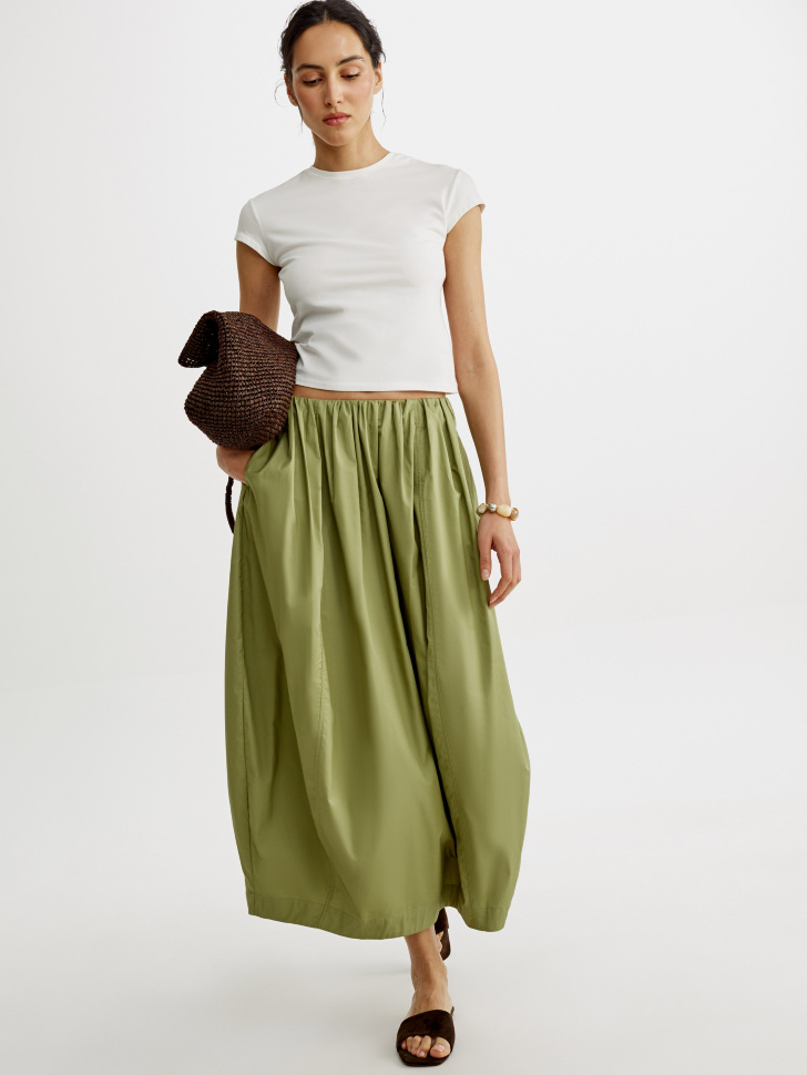 Юбка-баллон миди Sela, зеленый, арт. 53599