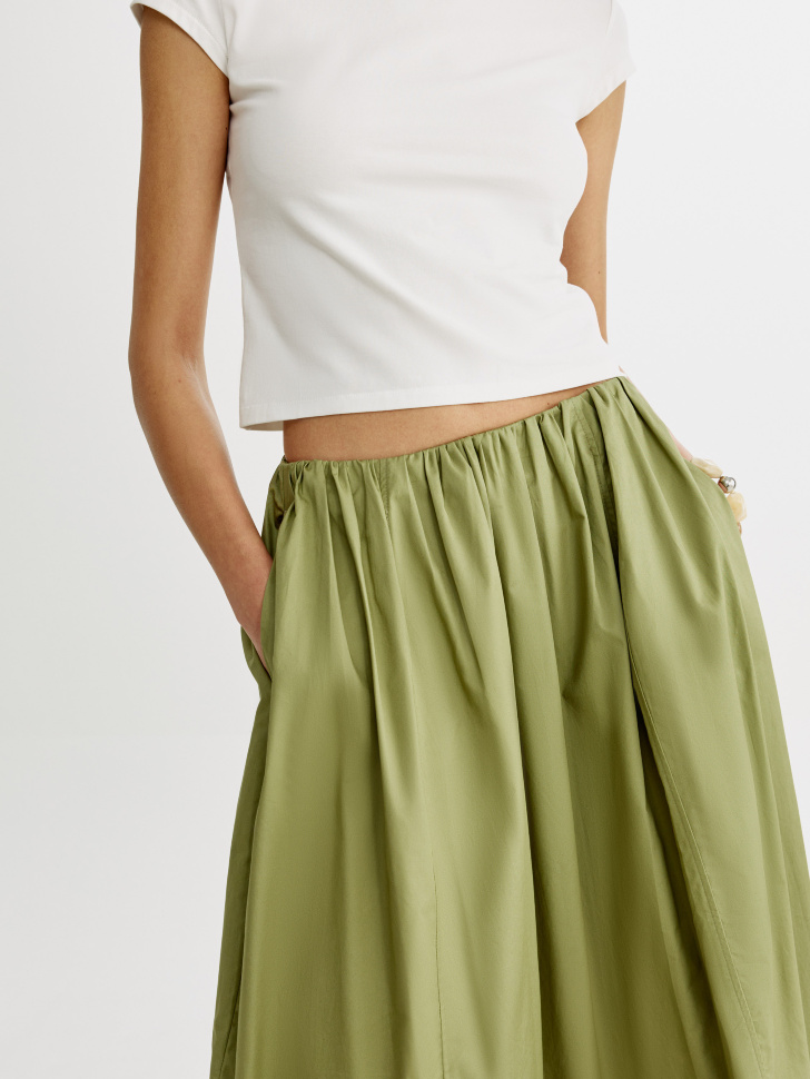 пышная юбка-баллон миди из хлопка из россии вид сбоку