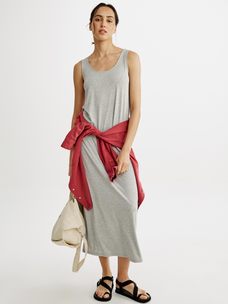 Платье макси Sela трикотажное, серый, арт. 53593