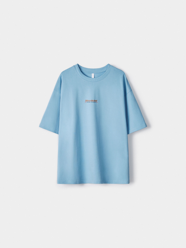 Футболка Sela оверсайз с принтом, голубой, арт. 54644