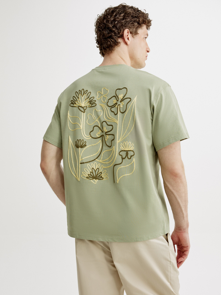 Футболка оверсайз Sela с вышивкой, зеленый, арт. 53565