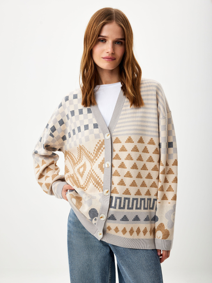 

Вязаный кардиган с принтом