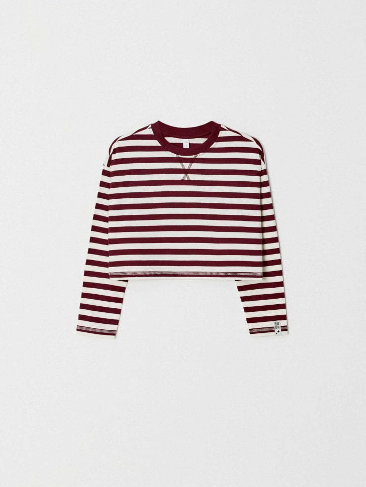 

Укороченный лонгслив в полоску для девочек