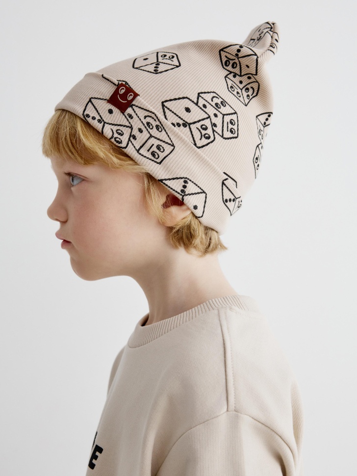 Шапка Sela с принтом для мальчиков, бежевый, арт. 33938