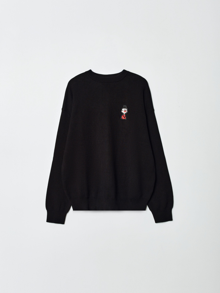 Джемпер оверсайз SELA x Союзмультфильм с вышивкой, черный, арт. 35046
