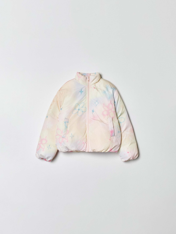 дутая стеганая куртка с принтом для девочек по цене 3999 руб вид справа