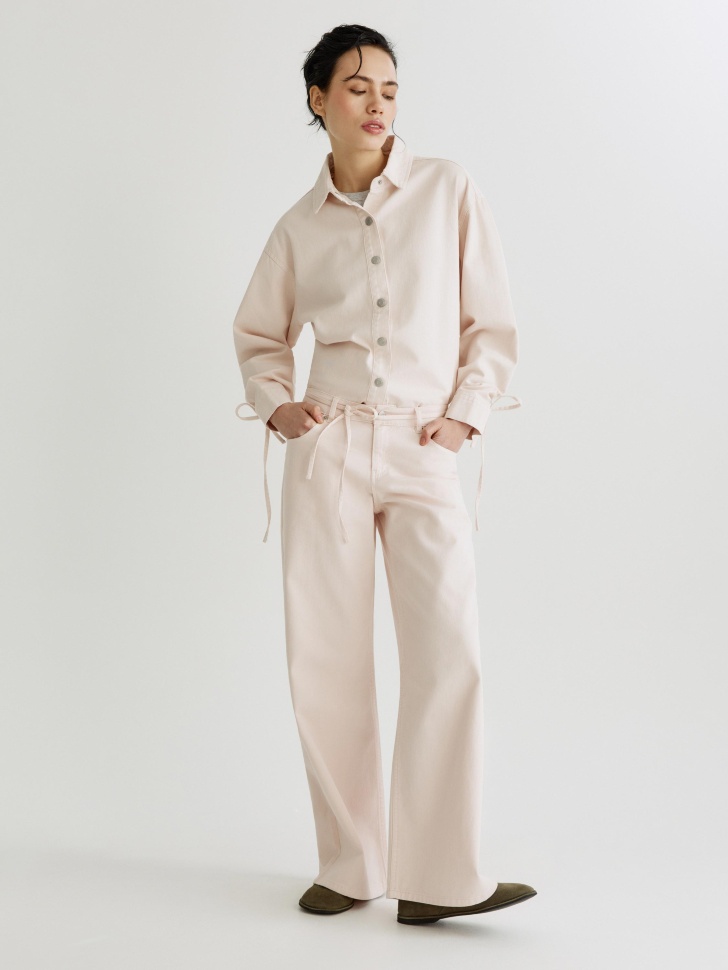 Широкие джинсы SELA с низкой посадкой, бежевый, арт. 40527