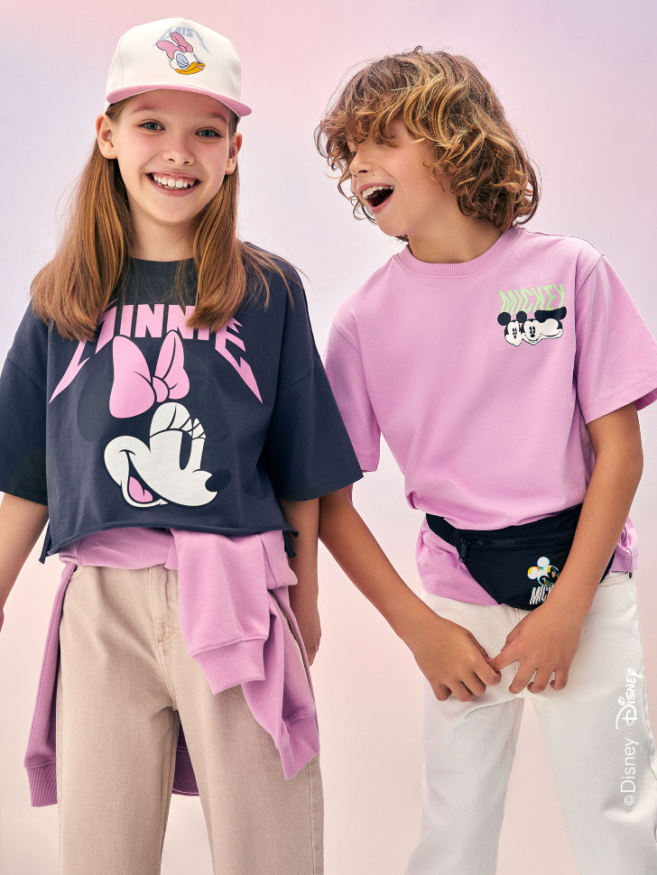 

Укороченная футболка с принтом Disney Minnie Mouse для девочек, Серый