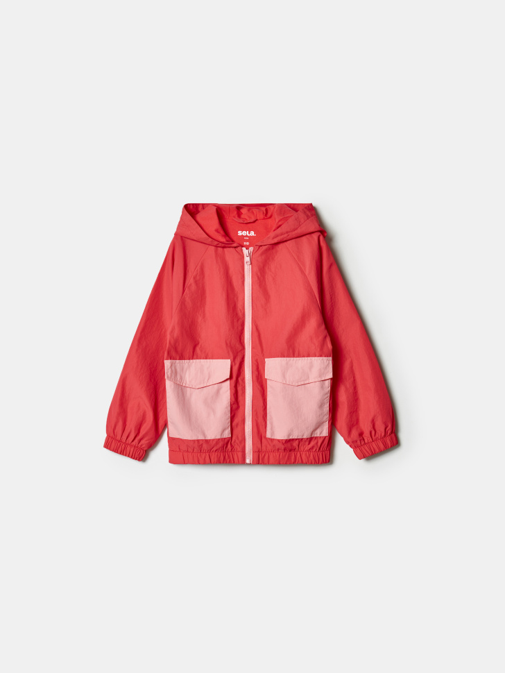 Ветровка Sela с капюшоном для девочек, розовый, арт. 43397