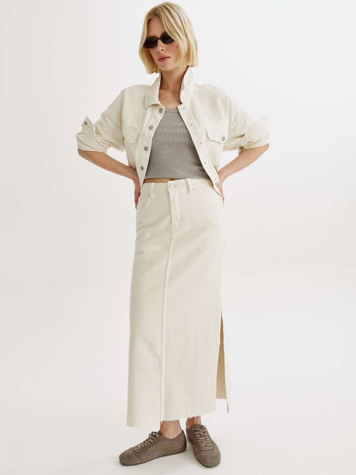 Юбка джинсовая макси Sela, бежевый, арт. 44300