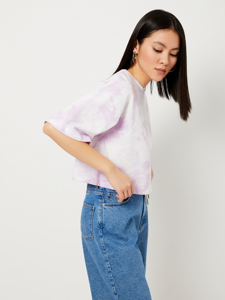 Укороченная футболка тай-дай (фиолетовый, M) от Sela
