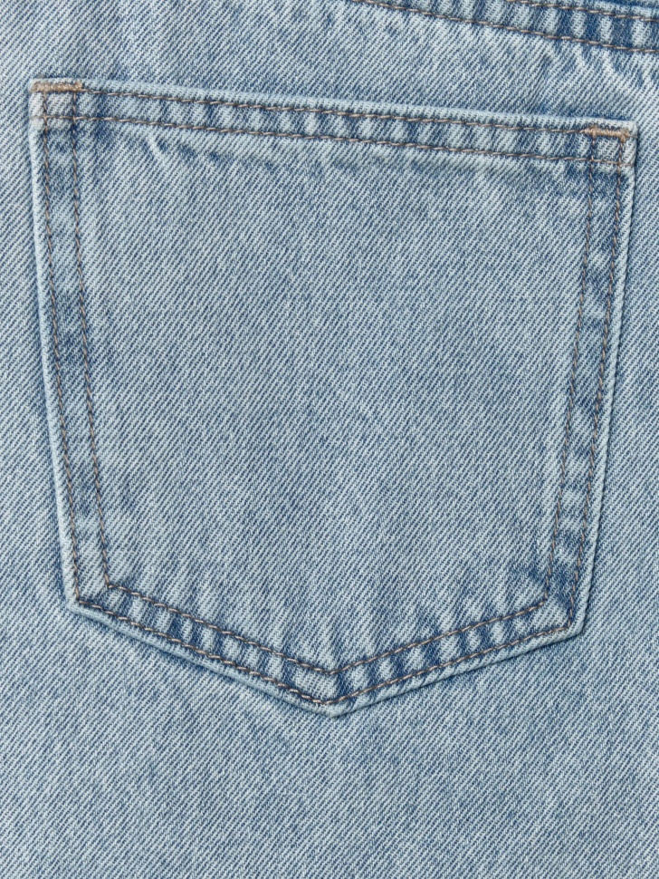 удлиненные джинсовые шорты с аппликацией для девочек из хлопка спереди