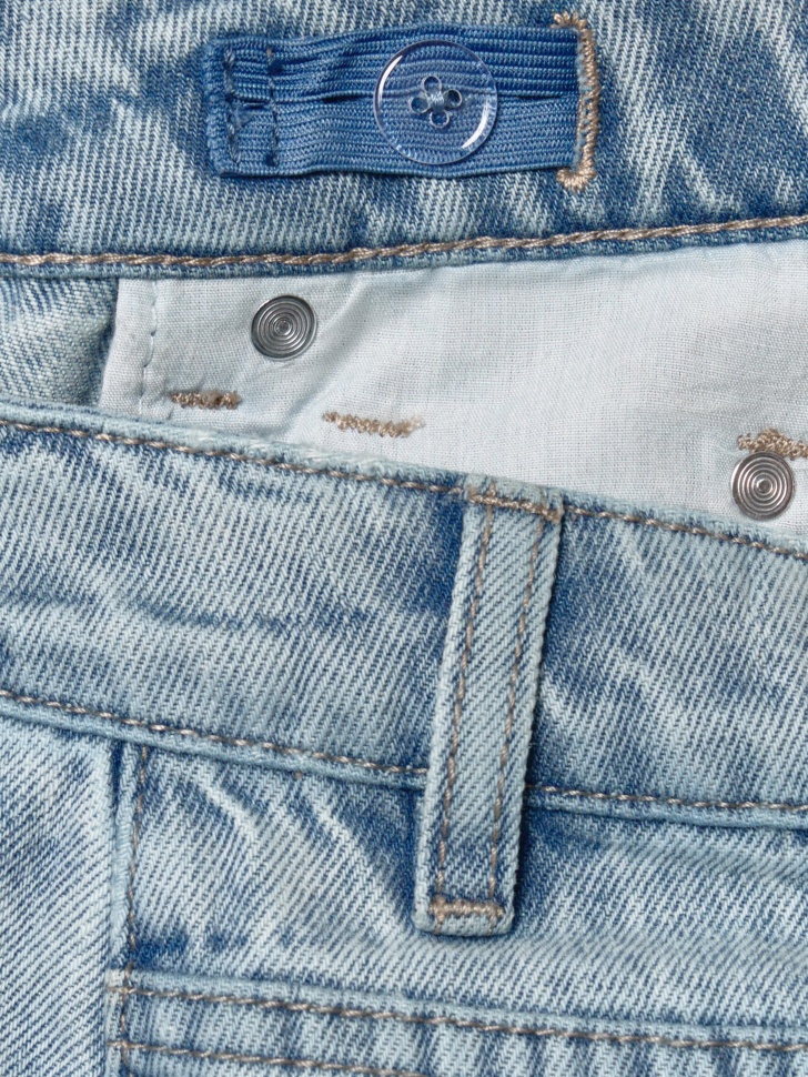 удлиненные джинсовые шорты с аппликацией для девочек винтажного стиля с лицевой стороны