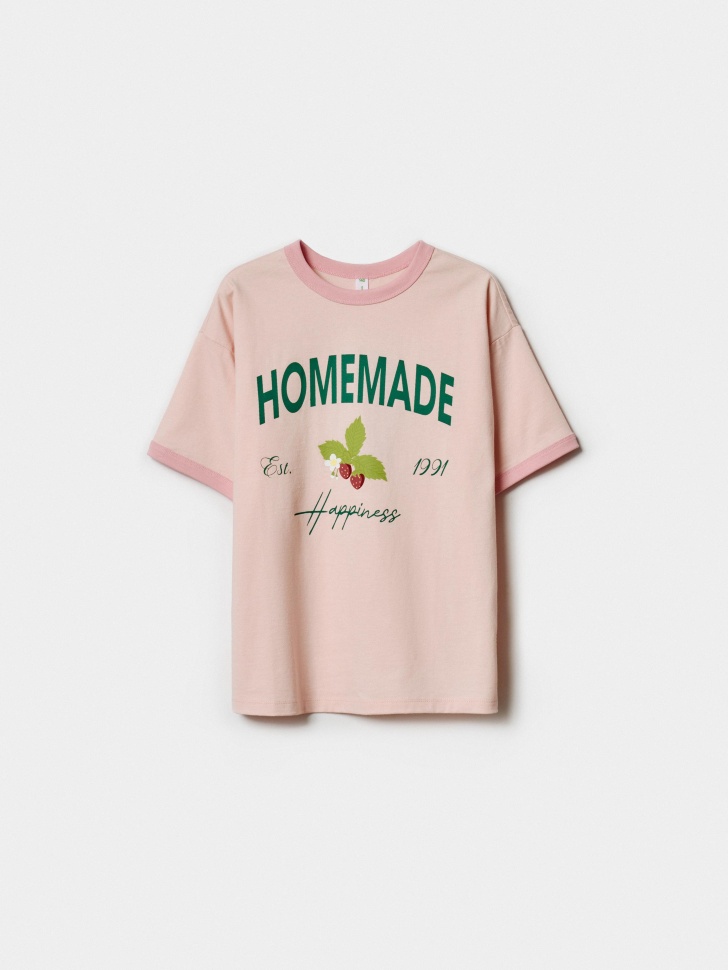 футболка оверсайз с принтом для девочек из россии вид сбоку