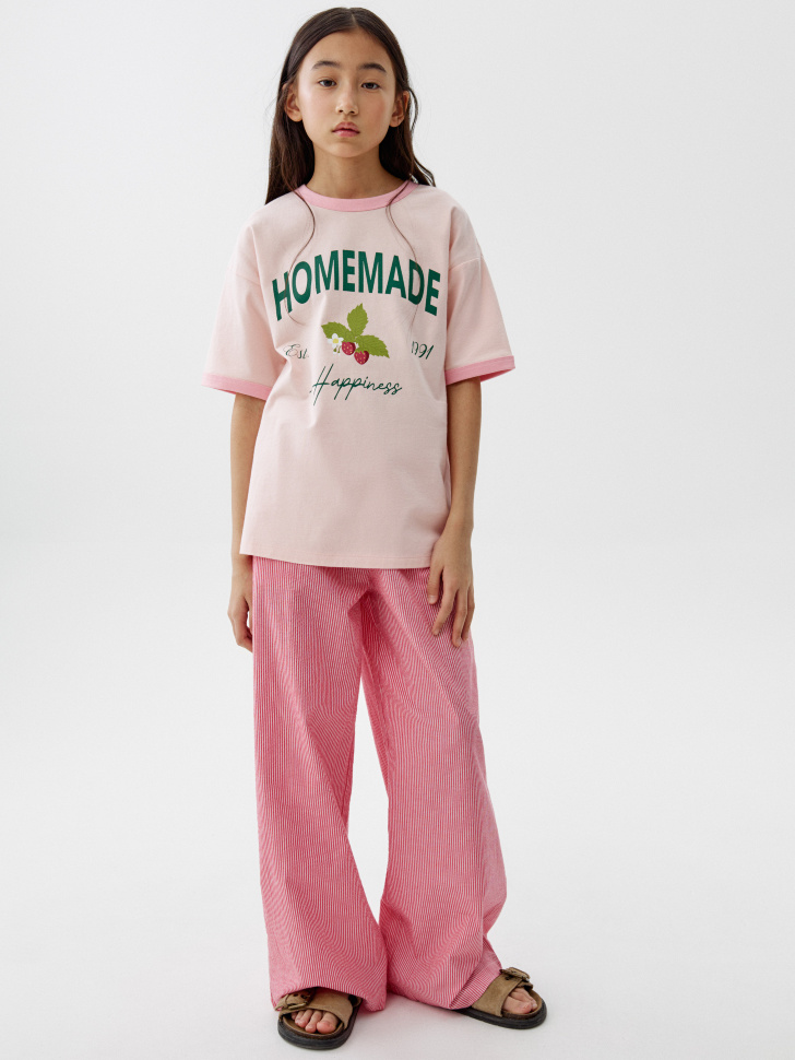 футболка оверсайз с принтом для девочек от бренда sela вид слева