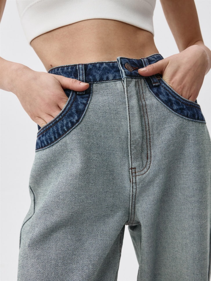 Джинсы Tapered с эффектом изнанки