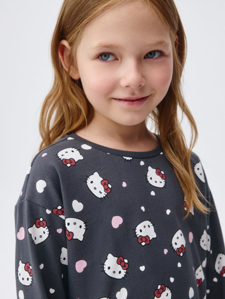 Лонгслив с принтом Hello Kitty для девочек. Фото №5