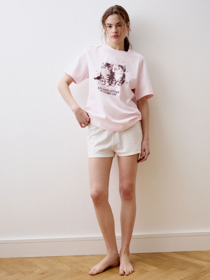 домашняя футболка оверсайз с принтом 4610517330086 по акции