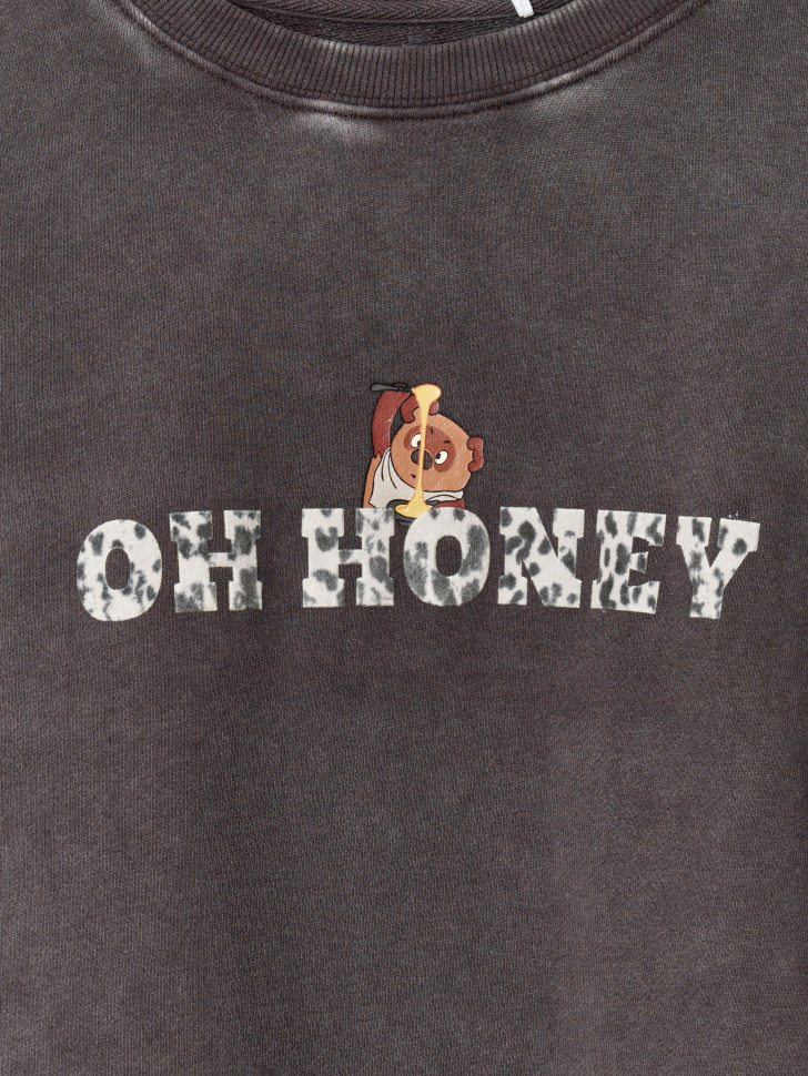 свитшот оверсайз с принтом  x союзмультфильм из хлопка спереди