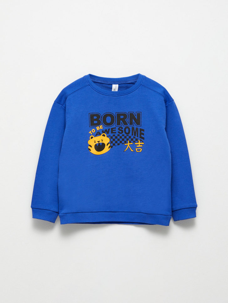 Свитшот с принтом для мальчиков (синий, 116)