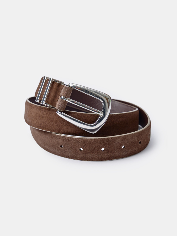Ремень Sela из натуральной замши, коричневый, арт. 41422