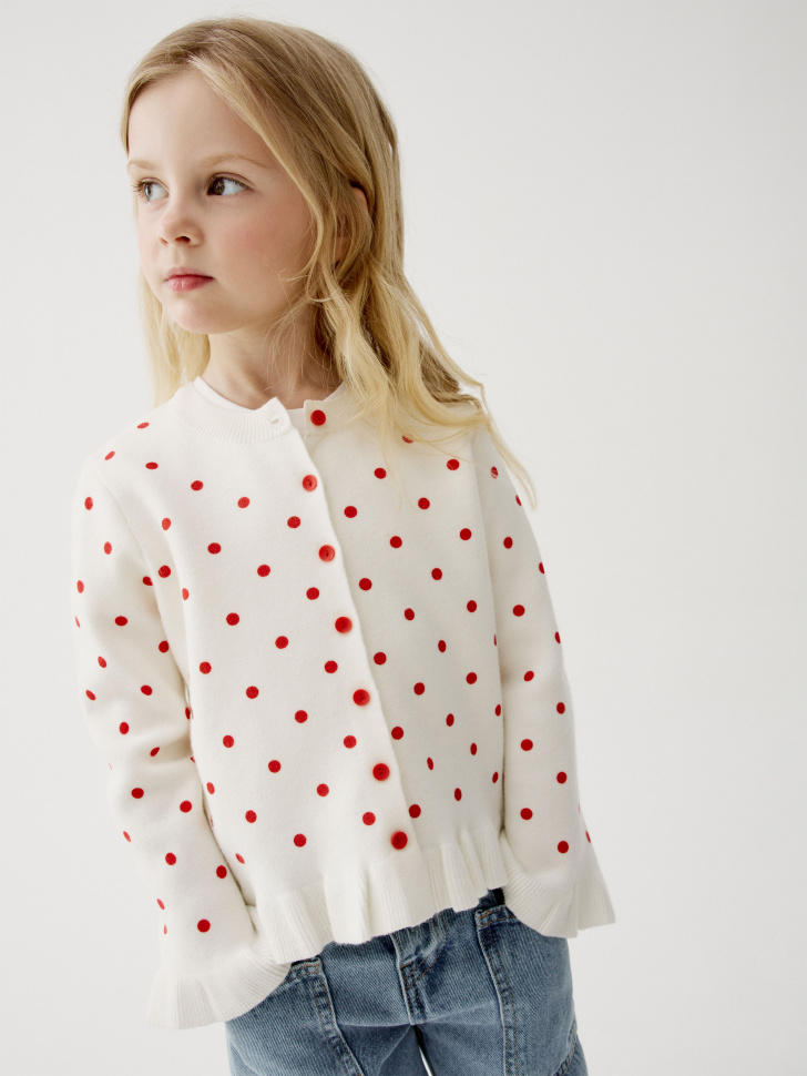 Кардиган в горошек с оборками для девочек 2499₽