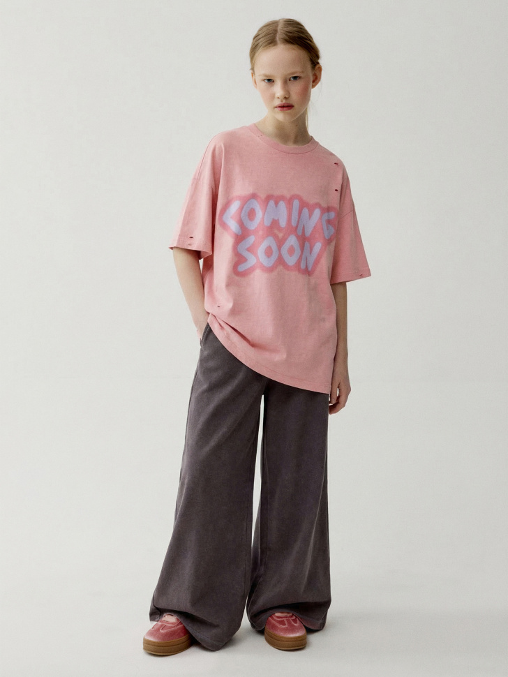 футболка оверсайз в стиле гранж для девочек от бренда sela вид слева