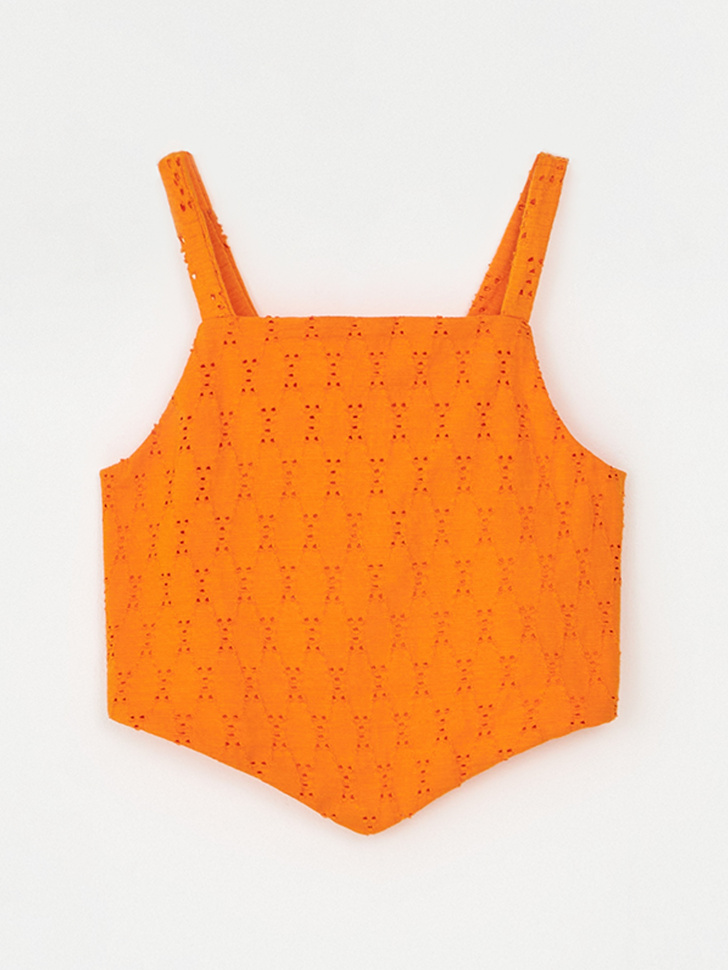 Укороченный топ из шитья для девочек (оранжевый, 152)