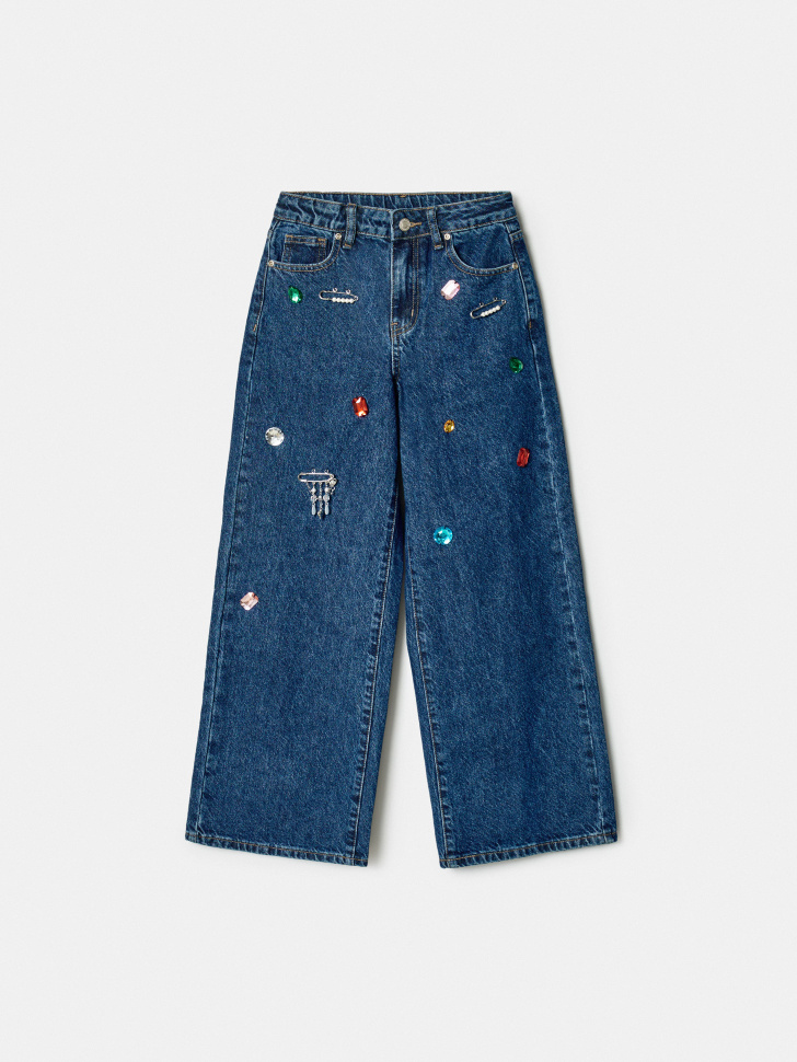 Широкие джинсы SELA с декором, синий, арт. 41796